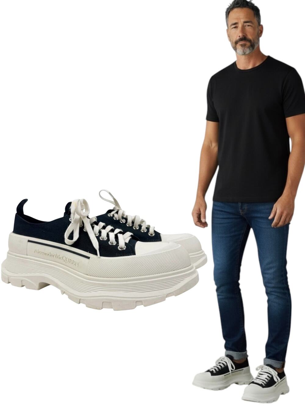 Alexander Mcqueen Tread Slick Low Top Sneakers Navy Size 44
